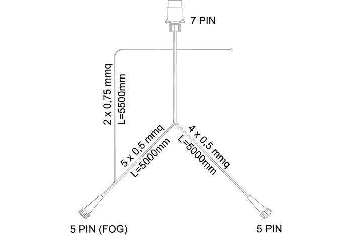 MANTES Elektroinstallation, Kabelbaum, 5m, 7 poliger Stecker, 2x 5 pin Bajonett