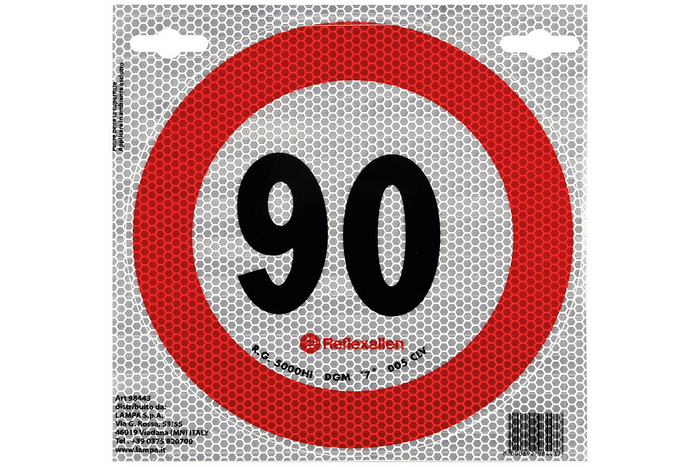 Reflektierender Aufkleber LAMP Geschwindigkeitsbegrenzung 90 km/h Schild B-33