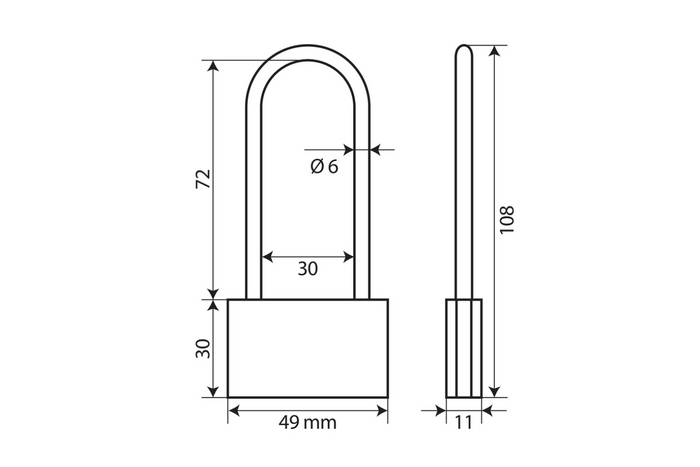 Messing-Vorhängeschloss 50 mm LAMP BASIC XL, Ösendurchmesser 30 mm